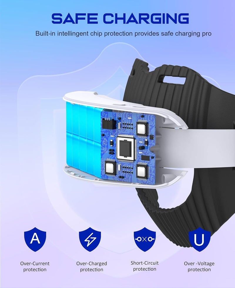 NinjaPlusOX VR Head Strap Compatible with Meta Quest 3/3S/2, Adjustable Elite Strap Replacement with 10000mAh Rechargeable Battery for Quest 3 Head Strap,Enhanced Comfort Extend Playtime VR Accessories - Image 5